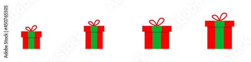 Conjunto de icono de caja de regalo de navidad. Concepto de sorpresa u obsequio. Ilustración vectorial