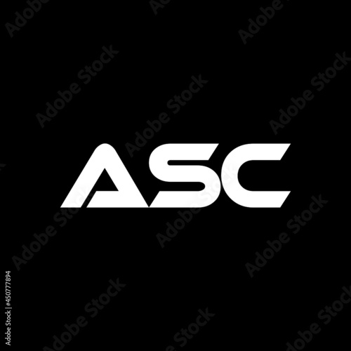 ASC letter logo design with black background in illustrator, vector logo modern alphabet font overlap style. calligraphy designs for logo, Poster, Invitation, etc.