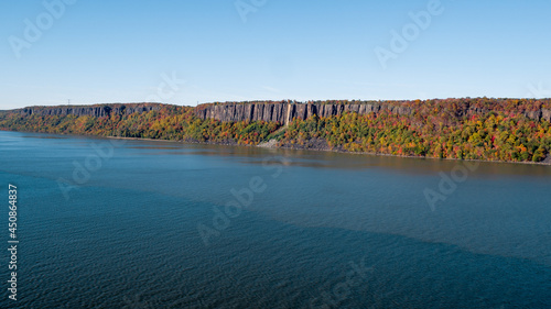 Aerial Hudson River with Palisades Cliffs