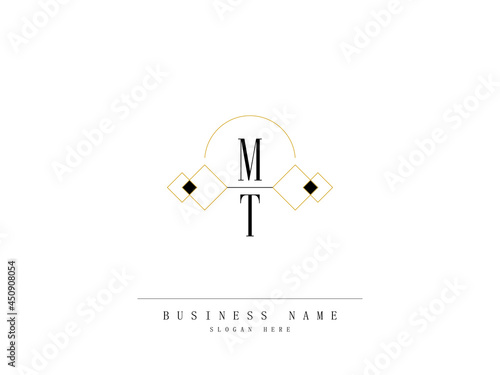 Letter MT Logo, Creative mt Logo Template with Creative Line Art Concept Premium Vector for Luxury Diamond Ring Store and etc