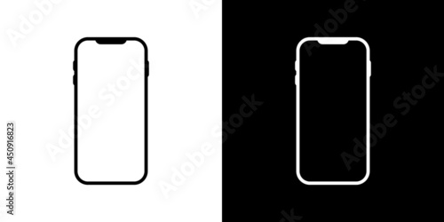 Smartphone icon vector. Flat outline cellphone or mobile phone illustration icon symbol. 