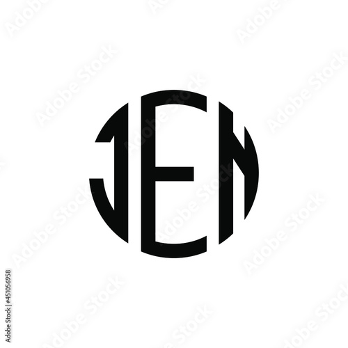 JEN letter logo design. JEN modern letter logo with black background. JEN creative letter logo. simple and modern letter JEN logo template, JEN circle letter logo design with circle shape. JEN 