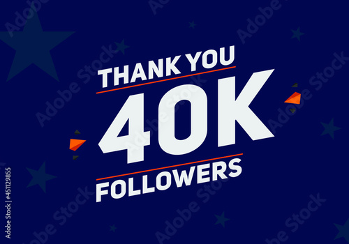 40k followers thank you colorful celebration template. social media 40000 followers achievement banner