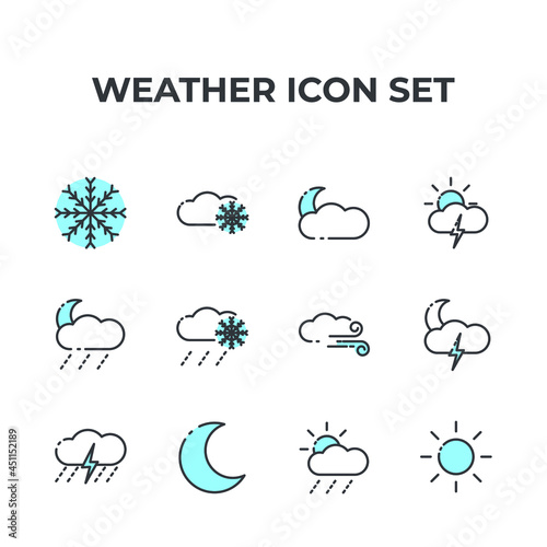 weather set icon, isolated weather set sign icon, vector illustration