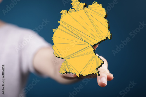 germany map digital in hand 3d