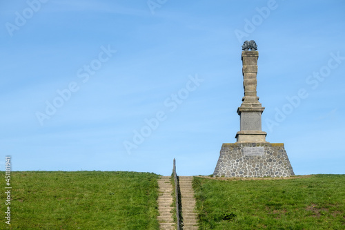 Statue of the "Stienen man" (1777) on the dike near Harlingen, Friesland Provinde, The Netherlands