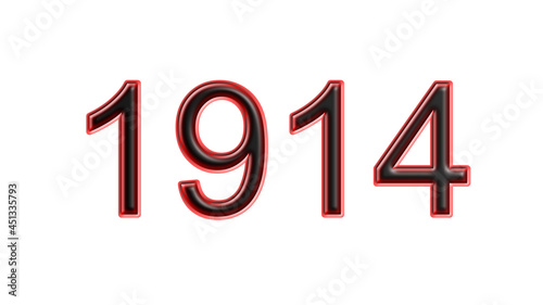 red 1914 number 3d effect white background