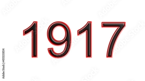 red 1917 number 3d effect white background