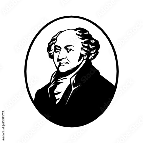 John Adams usa president vector sketch portrait in eps 10