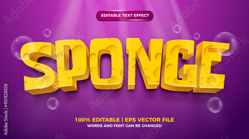 Sponge editable text effect cartoon 3d template style