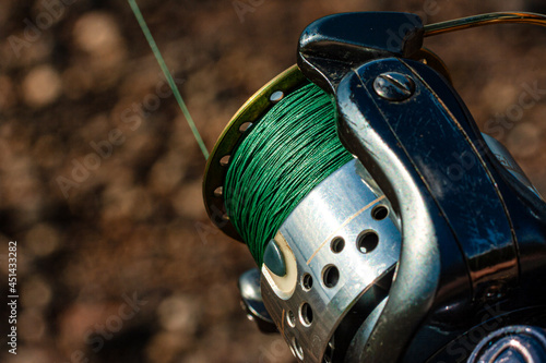 Fishing. Fishing. Spool. Fishing line, close-up