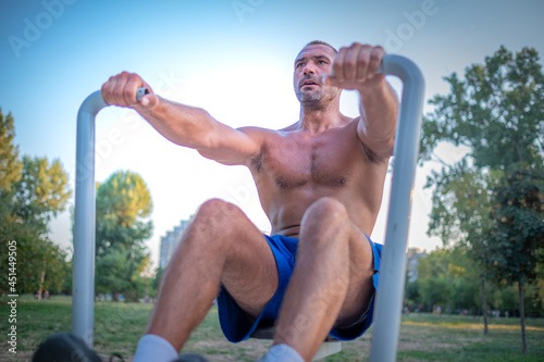 handsome man during fitness activity outside