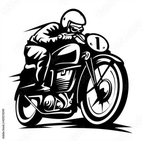 vintage biker logo, custom motorcycle, festival banner poster, flat illustration vector