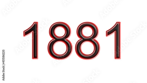 red 1881 number 3d effect white background