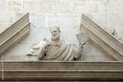 A detail of the facade of St Peter's Church, Trogir