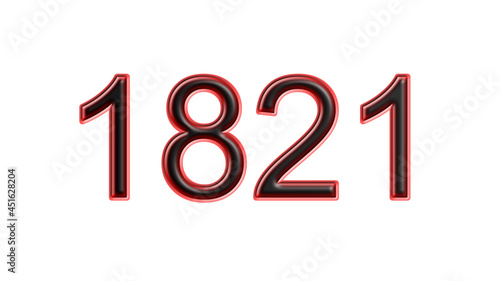 red 1821 number 3d effect white background