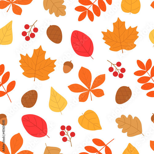 Seamless pattern autumn leaves vector illustration