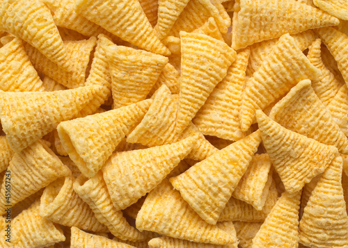 Heap of bugle finger corn snacks