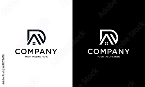 Letter DA Logo with window Real estate Illustration Design Template, Suitable for Creative Industries, Technology, Multimedia, Education, Shops and related businesses.