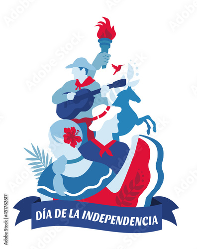 VECTORIAL POSTER - Costa Rica Independence Day, 15 de setiembre, Fiestas patrias, fiestas típicas, civic, cultural events, traditions, traditional dress, traje típico, chonete, folkloric 