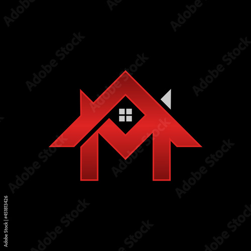 Letter M Home Logo Design. Home Property Letter M Logo Icon Symbol Template Vector Design