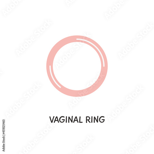 Contraceptive vaginal ring colored flat style icons. Birth control methods. Safe sex vector elements. Contraception products.