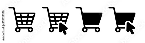 Shopping cart icon. Web store shopping cart icon. Internet shop buy logo symbol sign. Vector illustration.