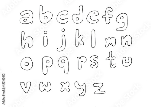 Hand drawing of English Alphabet A to Z ,with black ink