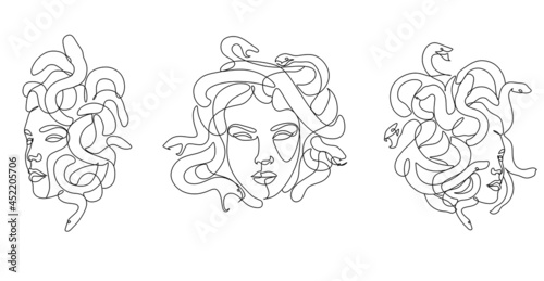 Medusa Head Line Art Vector drawing