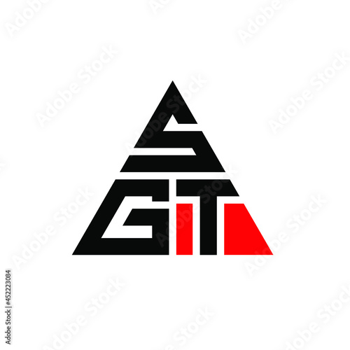 SGT triangle letter logo design with triangle shape. SGT triangle logo design monogram. SGT triangle vector logo template with red color. SGT triangular logo Simple, Elegant, and Luxurious Logo. SGT 