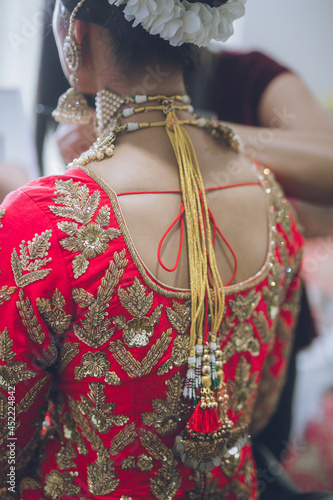 Indian bride's wedding outfit, textile and fabric