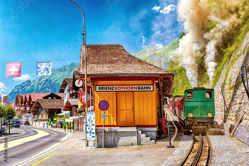 Brienz-Rothorn-Bahn, ABfahrt der Dampflok, Berner Oberland, Schweiz