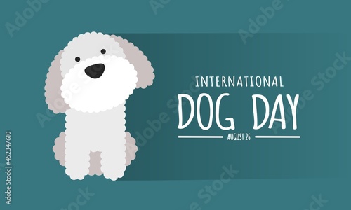 Vector illustration, flat style dog with long shadow, as a banner, poster or template for International Dog Day.