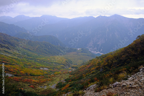 北アルプス 剣岳、立山連峰の秋の風景