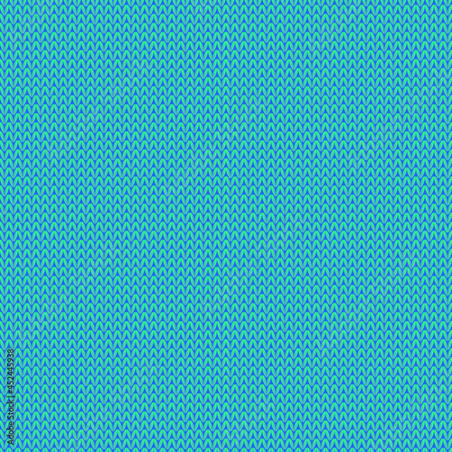 Seamless blue knitted background. Vector illustration of a realistic knit texture.