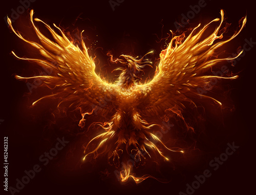 Phoenix digital painting. Burning bird phoenix digital painting.