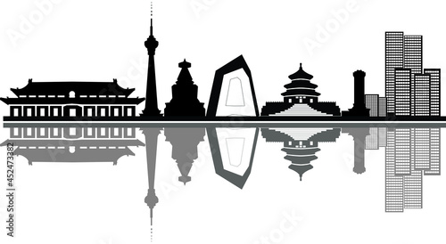 beijing china city skyline illustration 