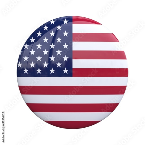 United States of America national flag badge, nationality pin 3d rendering