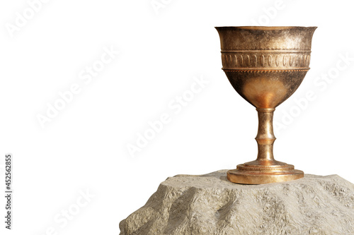 Old chalice isolated on white background. 3D Render