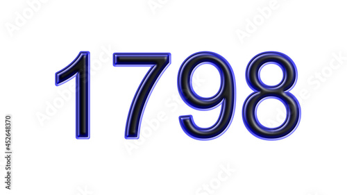 blue 1798 number 3d effect white background