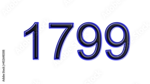 blue 1799 number 3d effect white background