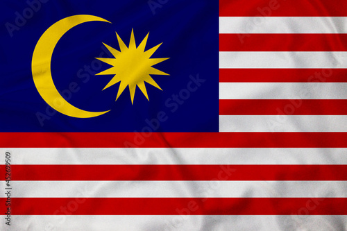 Flag of Malaysia, realistic 3d rendering with texture