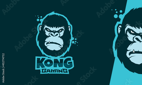 Angry face king kong esport logo vector