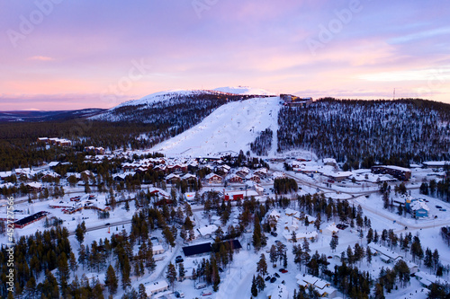 Levi ski village, winter evening