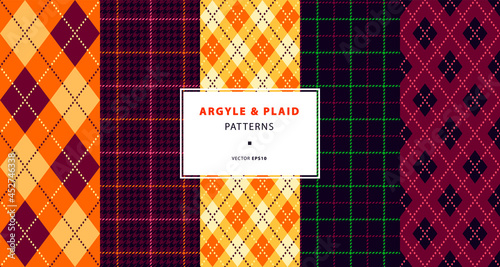 Argyle and plaid pattern set in autumn shades