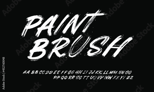 Lettering font isolated on black background. Texture alphabet in street art and graffiti style. Grunge and dirty effect. Vector brush letters.