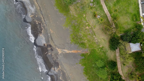 Aerial view of Reunion island coast line Saint Paul