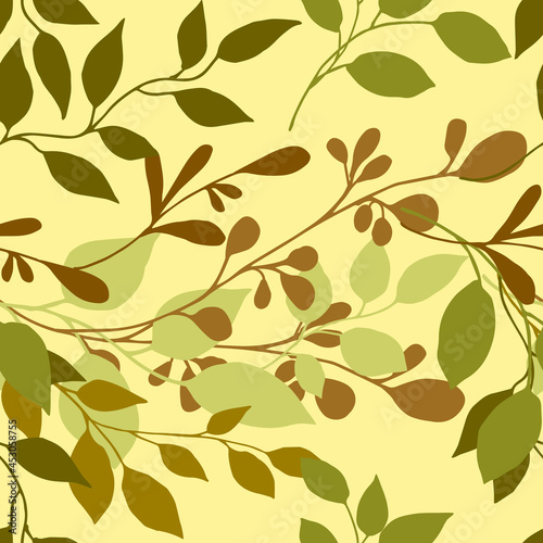 Abstract prints with plant leaves. Vector illustration.