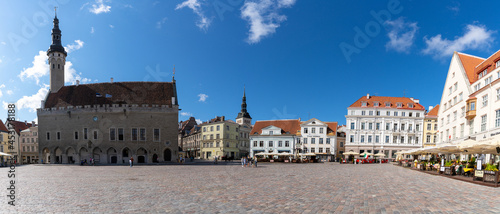 view of the Raekoja Square in the historic city center of Tallinn