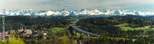 Panorama of the Tatra Mountains with the Zakopianka road